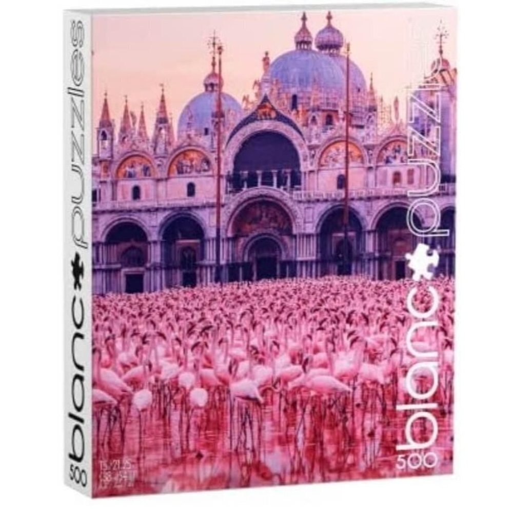 blanc - Pink Flamingo Palace - 500 Piece Jigsaw Puzzle